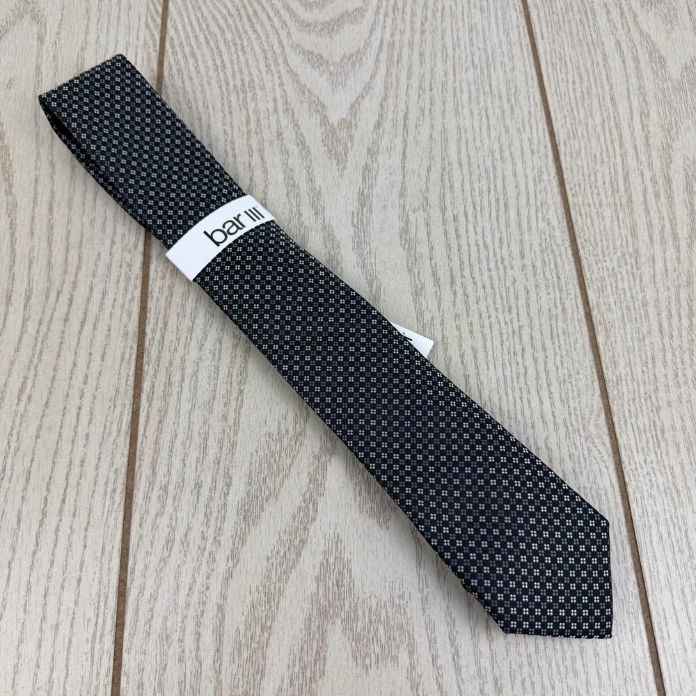 767 Bar III Men's Tie Raleigh Micro 001 Black $55 Polyester Skinny Slim